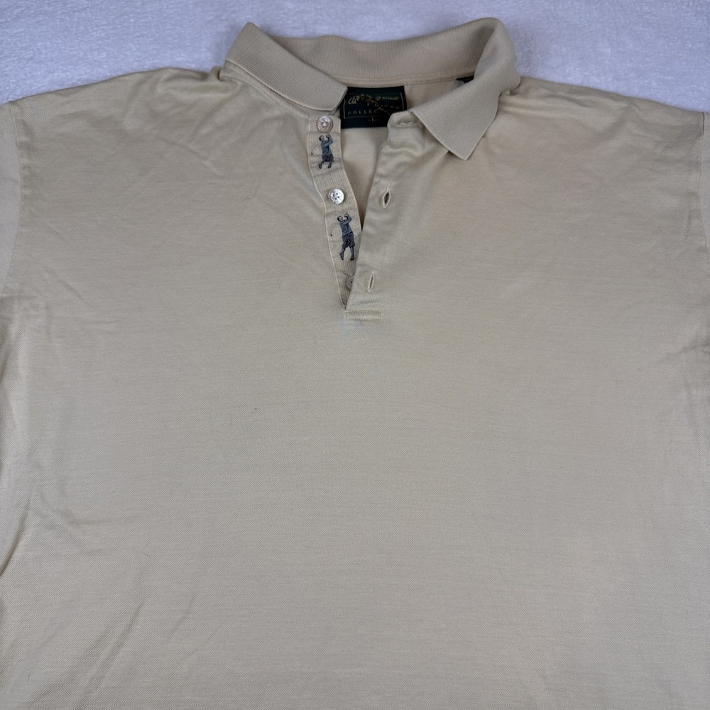 Bobby Jones Golfer Logo Golf Polo Shirt Mens Large‎ Beige Lightweight Italy